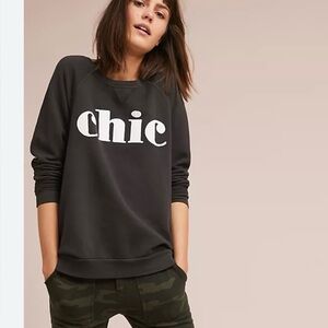 Sol Angeles Anthropologie Chic Graphic Sweatshirt Gray vintage look EUC Large